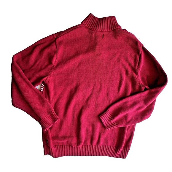 Chaps Men’s Christmas Fair Isle button ugly Sweater Red Black knit deer Sz L. - Picture 8 of 9